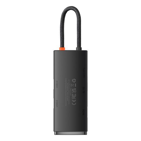 USB-хаб Baseus Lite Series 6-Port Type-C HUB Docking Station (Type-C to HDMI+USB3.0*2+PD+SD/TF) Black 180293495 фото