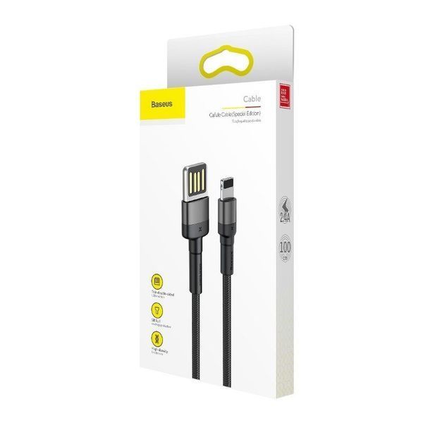 Кабель Baseus Cafule Cable（Special Edition）USB For iP 1m Grey+Black 442312692 фото