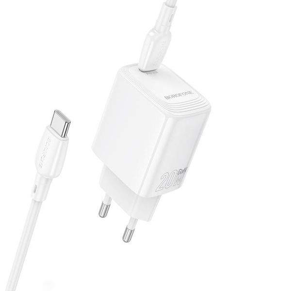 Сетевое зарядное устройство с кабелем BOROFONE BN26 Fuente single-port PD20W charger set (C to C) (EU) White 288421449 фото