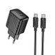 Мережевий зарядний пристрій з кабелем HOCO CS24A Puerto single-port PD25W charger set (C to C)(EU) Black 638449440 фото 1