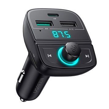 АЗП з FM-модулятором UGREEN CD229 FM&Bluetooth Transmitter&Car Charger + TF Slot Black 608903891 фото