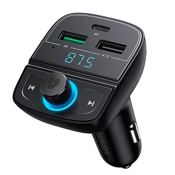 АЗП з FM-модулятором UGREEN CD229 FM&Bluetooth Transmitter&Car Charger + TF Slot Black 608903891 фото