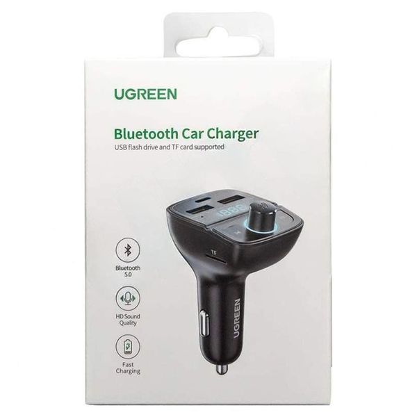 АЗП з FM-модулятором UGREEN CD229 FM&Bluetooth Transmitter&Car Charger + TF Slot Black 608903891 фото