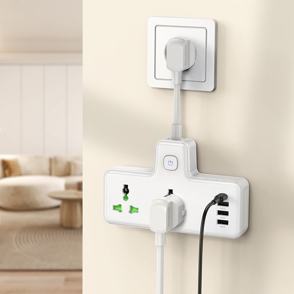 Сетевой подовжувач HOCO AC11A Voyage 2-position expansion socket(1C3A) (8.5 cm) White 433576510 фото