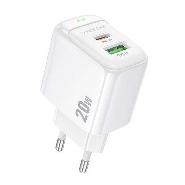 Мережевий зарядний пристрій BOROFONE BAS44A Potential PD20W+QC3.0 charger(EU) White 966979949 фото