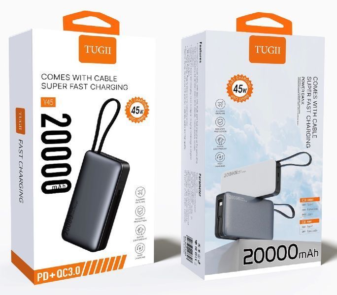 Зовнішній акумулятор WUW TUGII-Y45 （PD45W) 20000mAh Black 990360661 фото