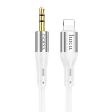 Аудiокабель HOCO UPA22 iP to 3.5mm male, silicone, 1m, White 661650733 фото