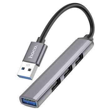 USB-хаб HOCO HB26 4 in 1 adapter(USB to USB3.0+USB2.0*3) Metal Gray 107271755 фото