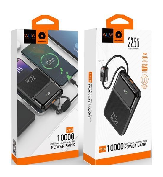 Зовнішній акумулятор WUW Y158 （PD22.5W quick charge) 10000mAh Black 936856670 фото