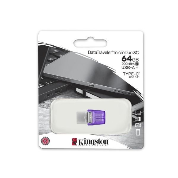 Флеш-накопитель Kingston USB 3.2 DT microDuo 3C 64GB (Type-A/Type-C) (200Mb/s) 978192609 фото