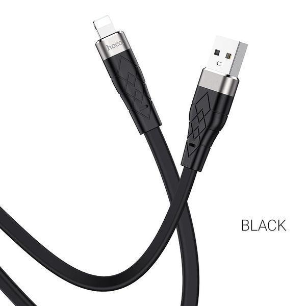 Кабель HOCO X53 USB to iP 2.4A, 1m, silicone, aluminum connectors, Black 905362902 фото