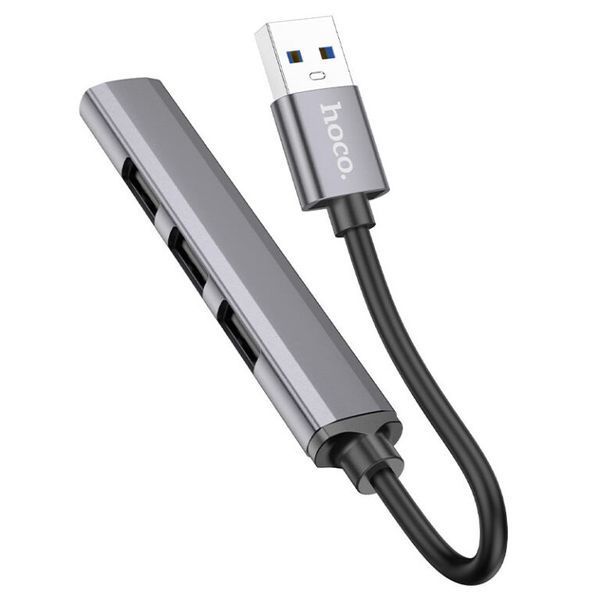 USB-хаб HOCO HB26 4 in 1 adapter(USB to USB3.0+USB2.0*3) Metal Gray 107271755 фото