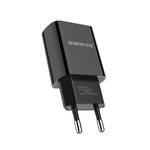 Мережевий зарядний пристрій BOROFONE BA20A Sharp single port charger 10.5W Black 781257725 фото