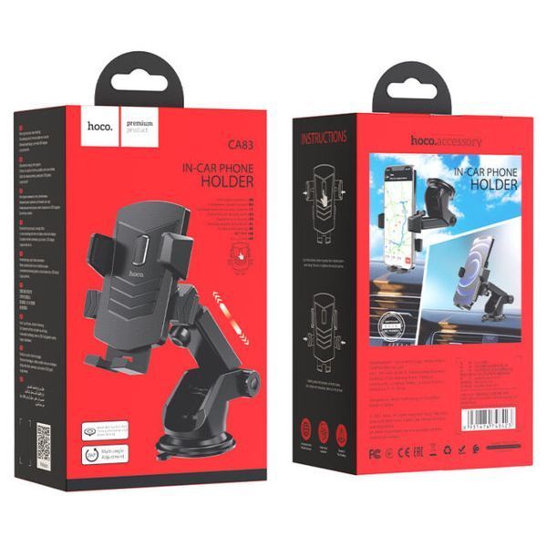 Автодержатель для телефона HOCO CA83 David one-button center console car holder Black 893523477 фото