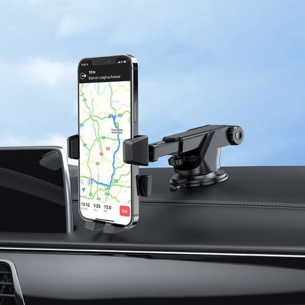 Автодержатель для телефона HOCO CA83 David one-button center console car holder Black 893523477 фото