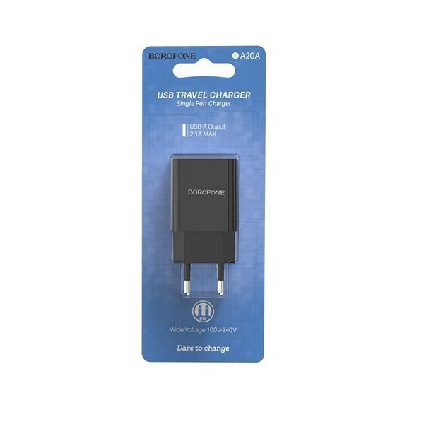 Мережевий зарядний пристрій BOROFONE BA20A Sharp single port charger 10.5W Black 781257725 фото