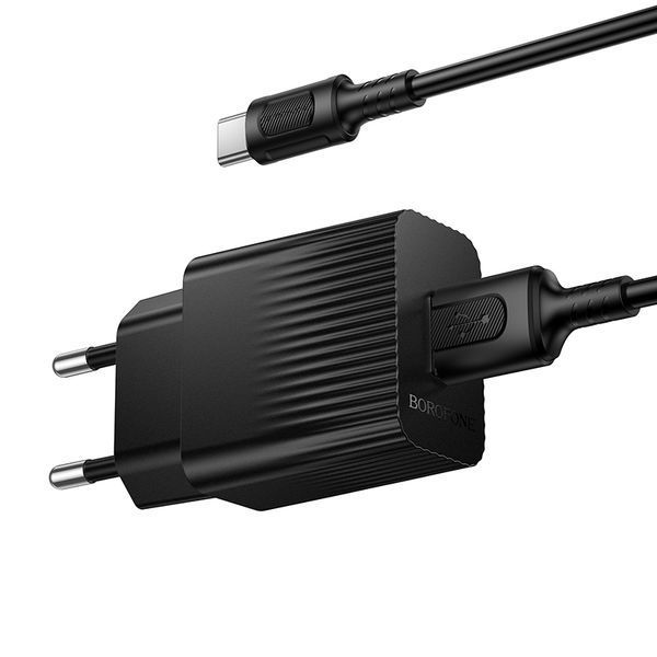 Мережевий зарядний пристрій з кабелем BOROFONE BAS71A Source single-port charger set(Type-C) White 836835590 фото