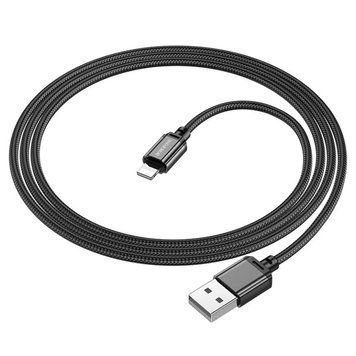 Кабель BOROFONE BX87 USB to iP 2.4A,1m, nylon, aluminum connectors, Black 308633076 фото