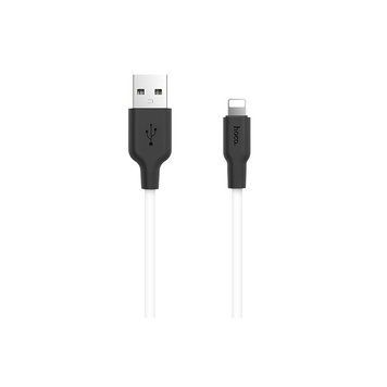 Кабель HOCO X21 USB to iP 2A, 1m, silicone, TPE connectors, Black+White 196034300 фото