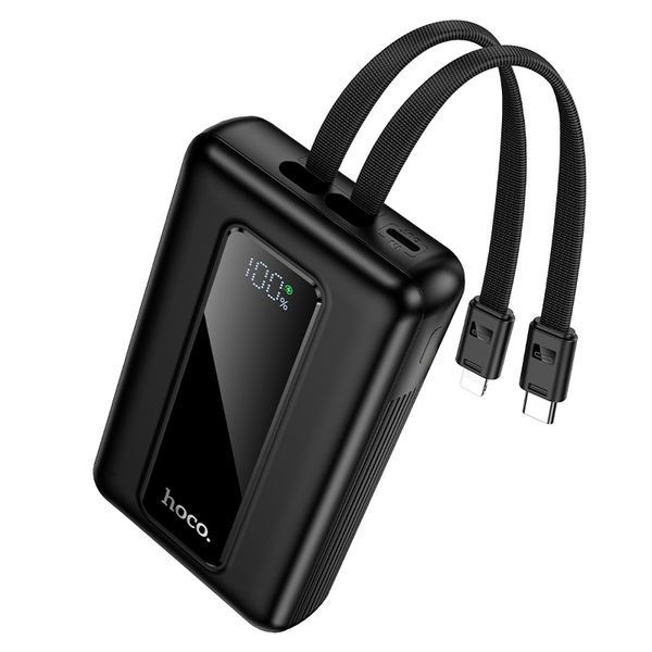 Зовнішній акумулятор HOCO J162A Full power 22.5W+PD20W fully compatible power bank with two cables(20000mAh) Black 960282040 фото