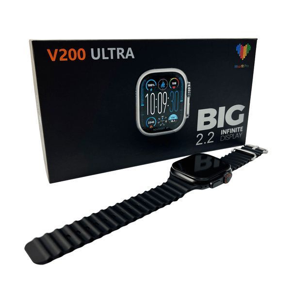 Смарт-часы BIG V200 Ultra 44mm. 180 mAh. IP65 Black 322223136 фото
