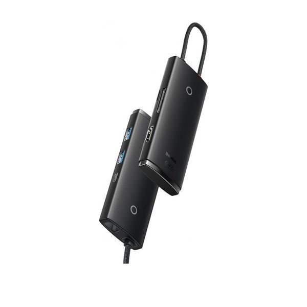 USB-хаб Baseus Lite Series 6-Port Type-C HUB Docking Station (Type-C to HDMI+USB3.0*2+Type-C Data+SD/TF) Black 113223238 фото