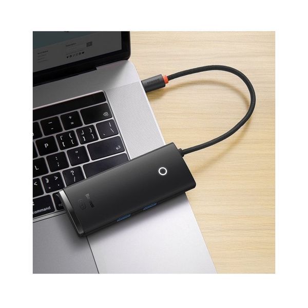 USB-хаб Baseus Lite Series 6-Port Type-C HUB Docking Station (Type-C to HDMI+USB3.0*2+Type-C Data+SD/TF) Black 113223238 фото