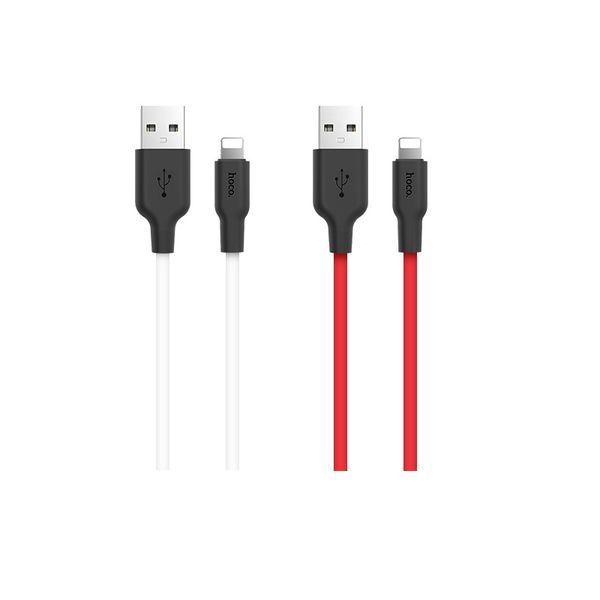 Кабель HOCO X21 USB to iP 2A, 1m, silicone, TPE connectors, Black+White 196034300 фото