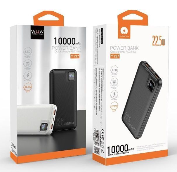 Зовнішній акумулятор WUW Y137 （PD22.5W quick charge) 10000mAh Black 436035189 фото