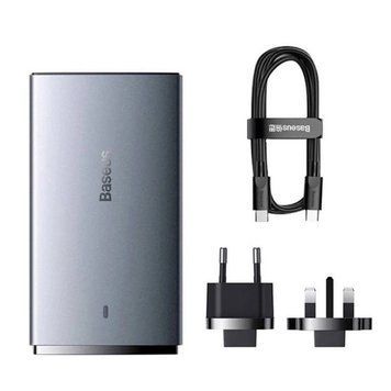 Мережевий зарядний пристрій з кабелем Baseus GaN5 Pro Ultra-Slim Fast Charger C+U 65W Gray((With Mini White Cable C to C 100W(20V/5A) 1m Black) 452954534 фото
