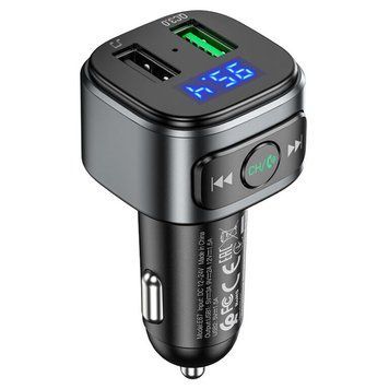 АЗП з FM-модулятором HOCO E67 Fighter QC3.0 18W car BT FM transmitter Black 807280639 фото