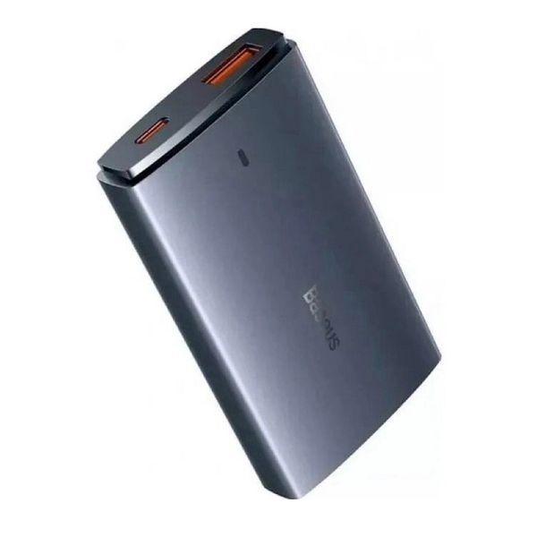 Сетевое зарядное устройство с кабелем Baseus GaN5 Pro Ultra-Slim Fast Charger C+U 65W Gray((With Mini White Cable C to C 100W(20V/5A) 1m Black) 452954534 фото