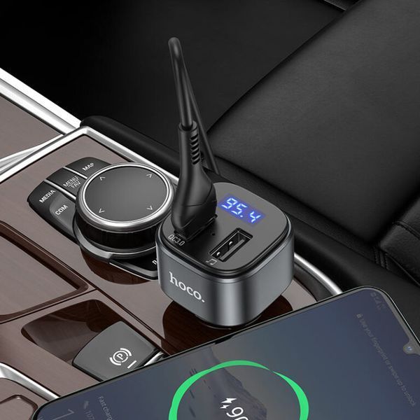 АЗП з FM-модулятором HOCO E67 Fighter QC3.0 18W car BT FM transmitter Black 807280639 фото