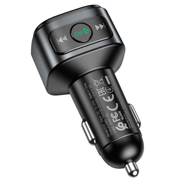 АЗП з FM-модулятором HOCO E67 Fighter QC3.0 18W car BT FM transmitter Black 807280639 фото