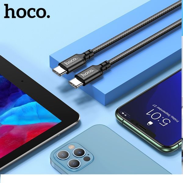 Кабель HOCO X14 Type-C to Type-C 60W, 1m, nylon, aluminum connectors, Black 458053456 фото