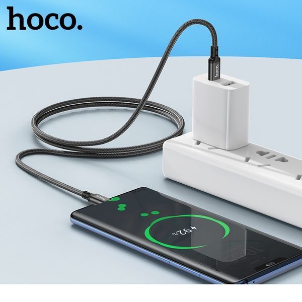 Кабель HOCO X14 Type-C to Type-C 60W, 1m, nylon, aluminum connectors, Black 458053456 фото