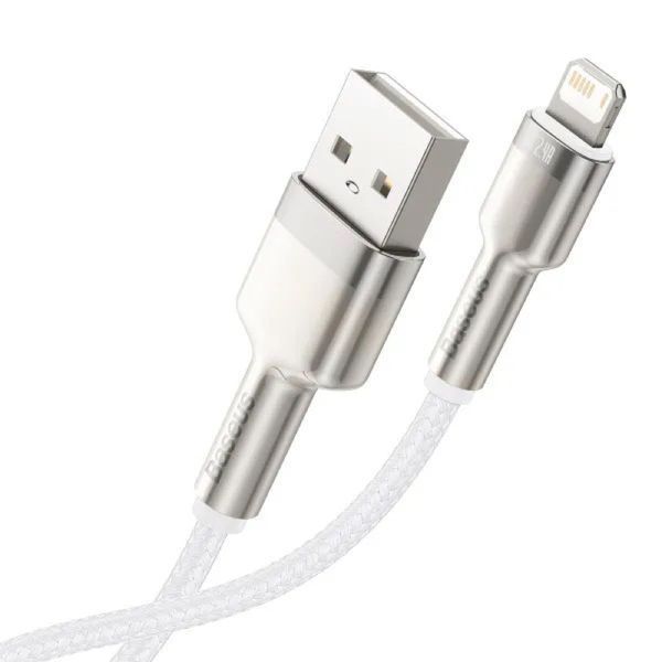 Кабель Baseus Cafule Series Metal Data Cable USB to IP 2.4A 1m White 279919089 фото