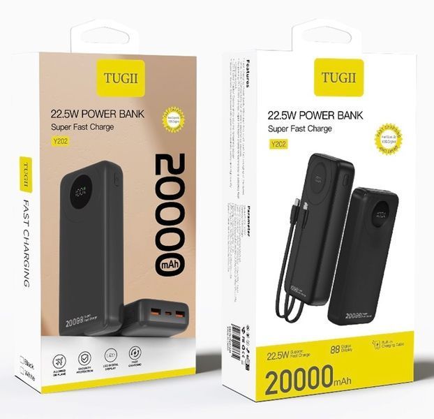Зовнішній акумулятор WUW Y202 （PD22.5W quick charge) 20000mAh Black 938429491 фото